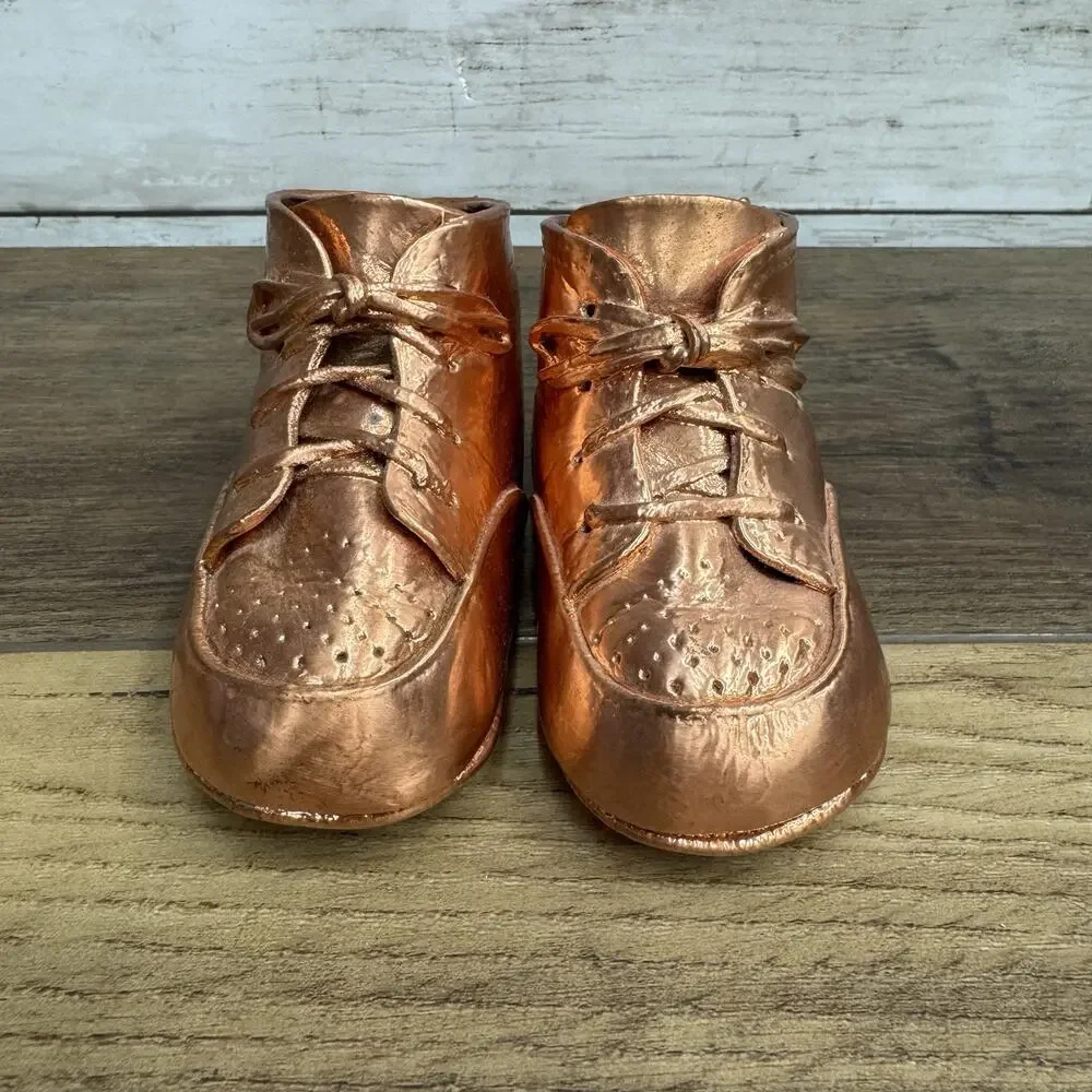 Vintage Copper Bronze Baby Shoes Keepsake Memories Room Decor